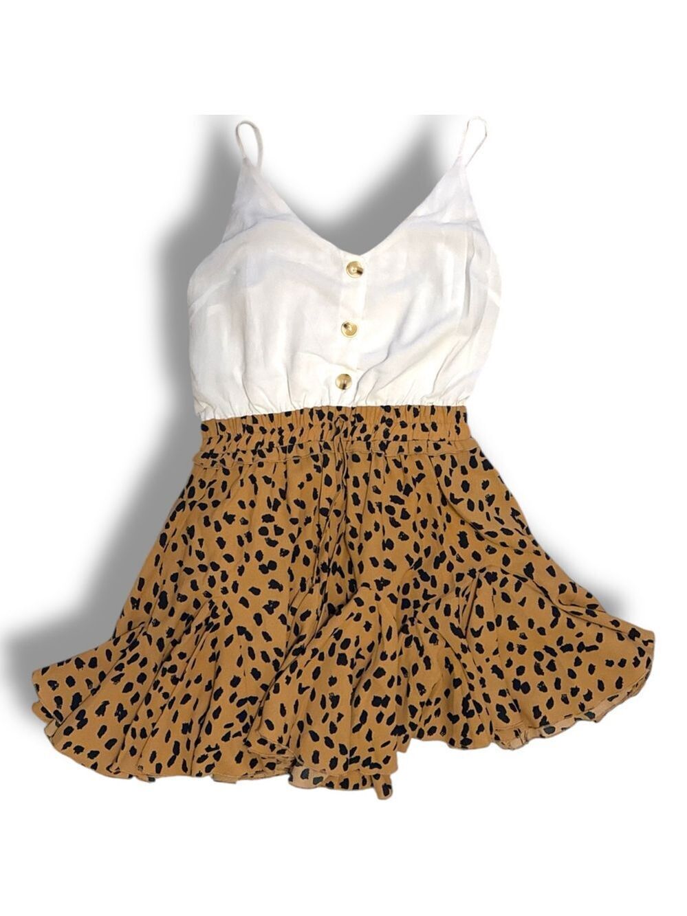 Women's AKIRA Tan White Leopard Print Romper Size M